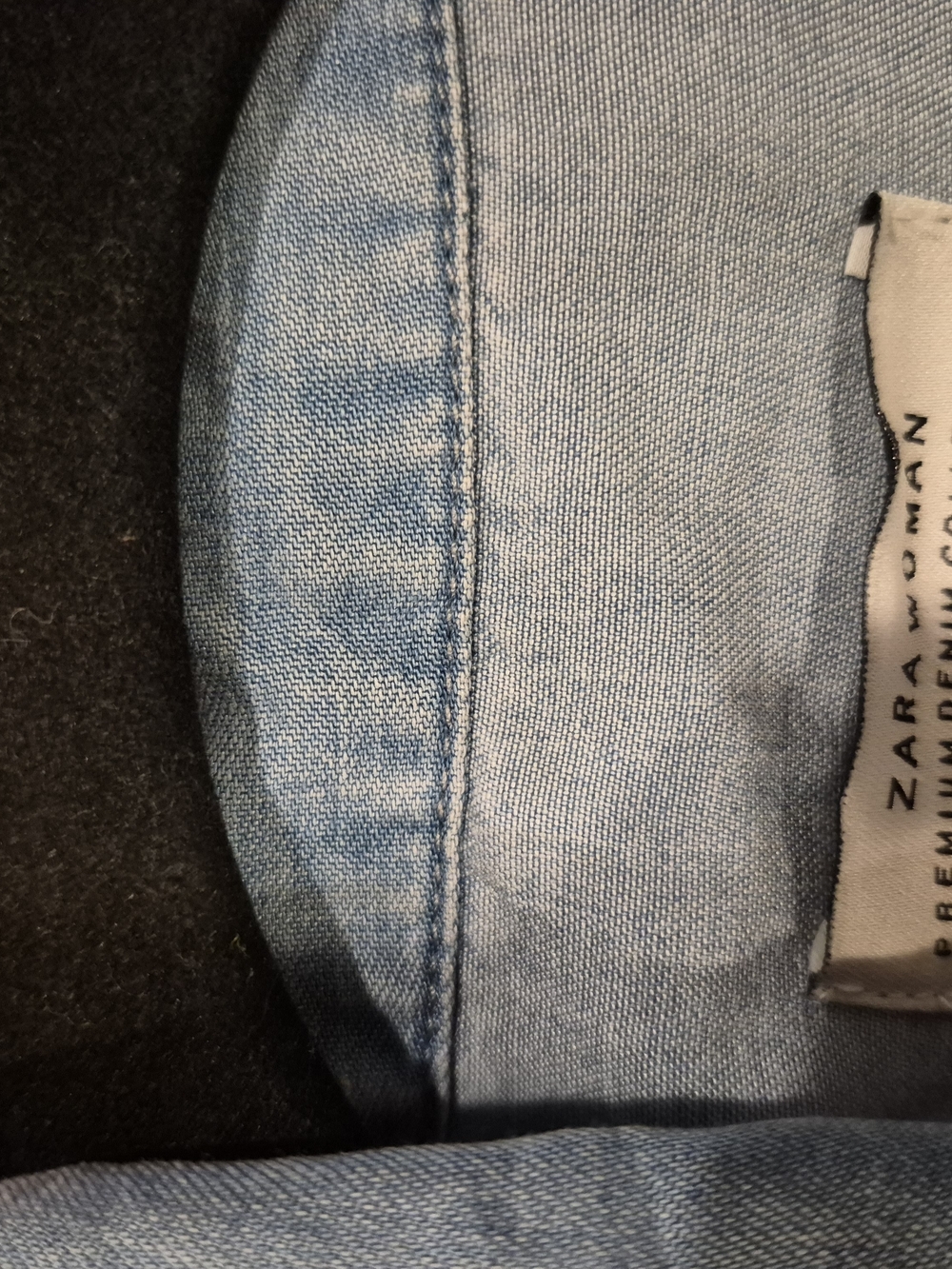Zara Light Blue Denim Ruffle High-Low Button-Down Shirt - Picture 3 of 3